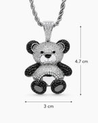 Iced CZ Little Bear Stone-Set Pendant Necklace