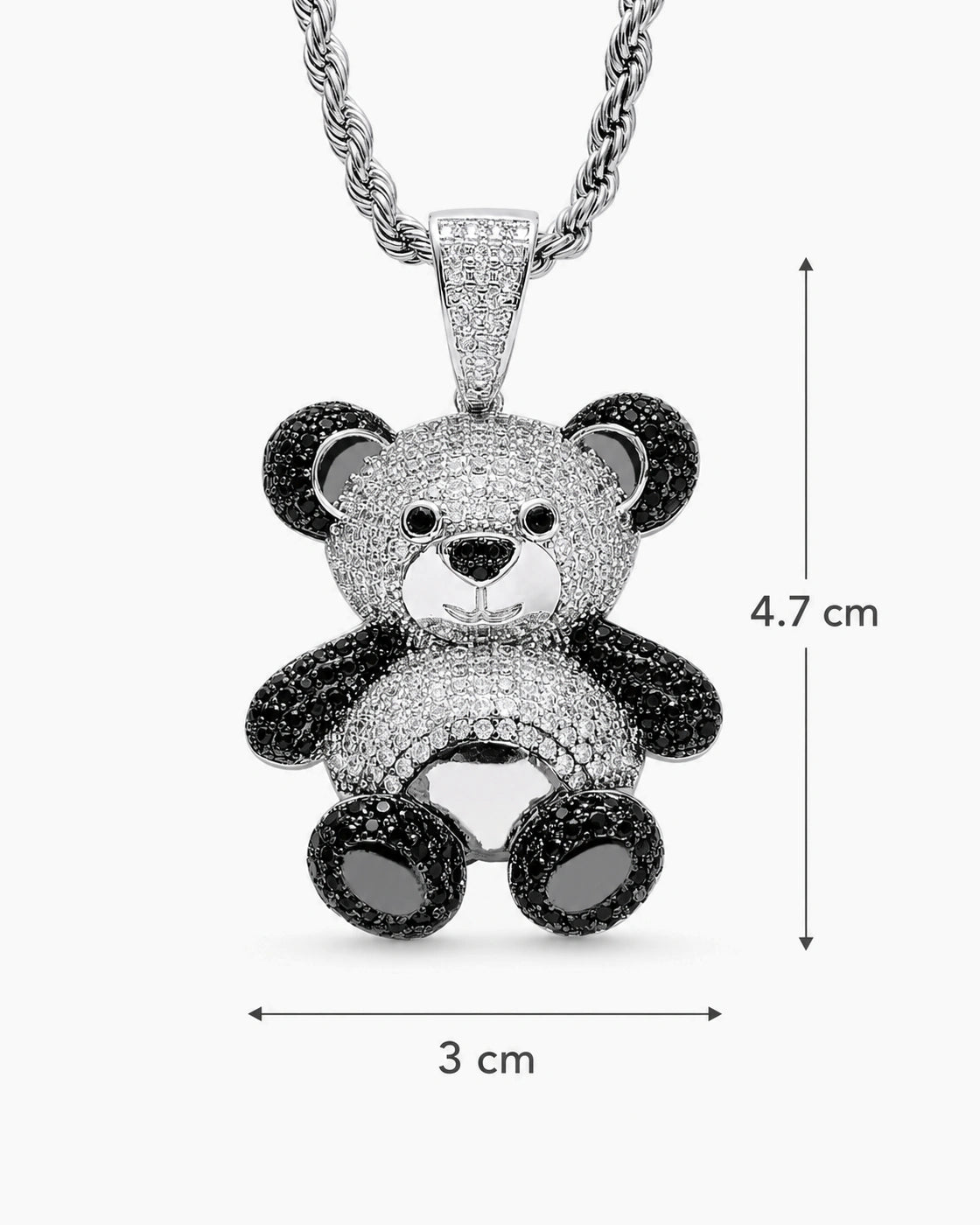 Iced CZ Little Bear Stone-Set Pendant Necklace