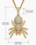 Iced CZ Poisonous Spider Pendant Necklace