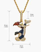 Iced CZ Cartoon Woodpecker Pendant Necklace