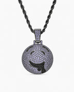 Iced CZ Dripping Smile Pendant Necklace