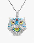 Iced CZ Lion Dance Head Pendant Necklace