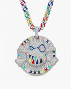 Multicolor Graffiti Face CZ Pendant Necklace