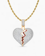 Iced CZ Cracked Heart Pendant Necklace