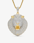 Iced CZ Roaring Lion Pendant Necklace