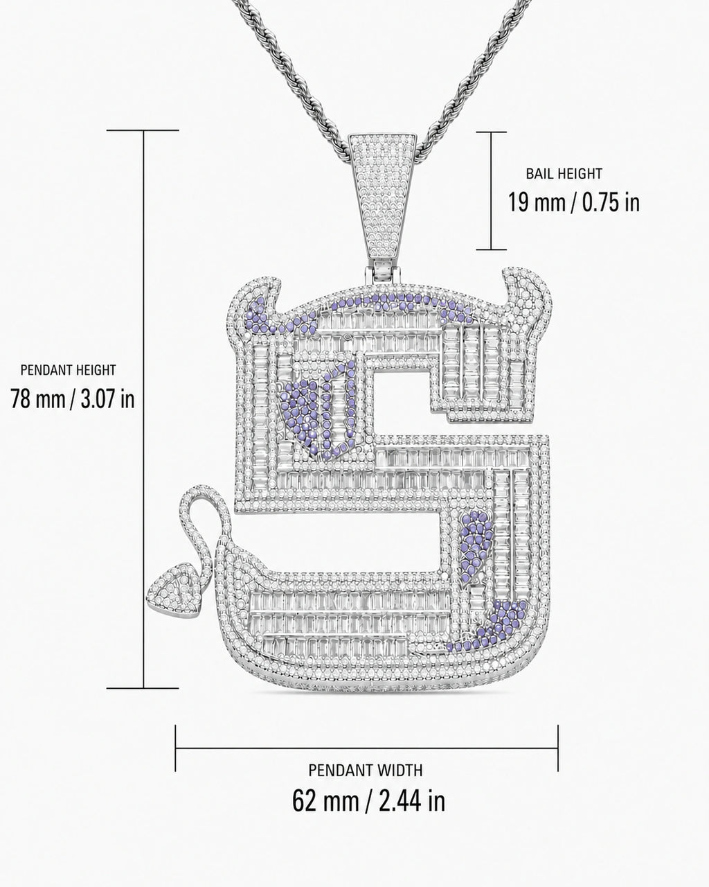 Iced CZ Statement S Symbol Pendant Necklace