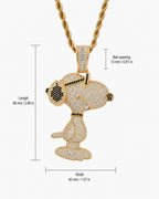 Iced CZ Side-Profile Cartoon Dog Pendant Necklace