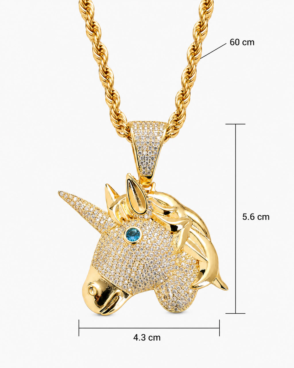 Iced CZ Unicorn Pendant Necklace