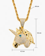 Iced CZ Unicorn Pendant Necklace