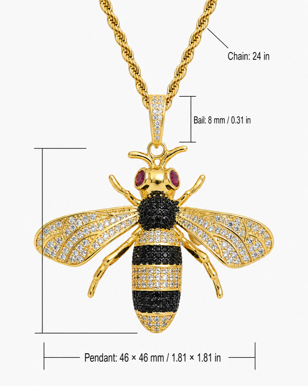 Iced CZ Bee Pendant Necklace
