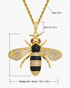 Iced CZ Bee Pendant Necklace
