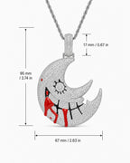 Iced CZ Crescent Grin Pendant Necklace