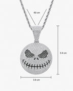 Iced CZ Stitched Grin Pendant Necklace