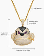 Iced CZ Scowling Cartoon Face Pendant Necklace