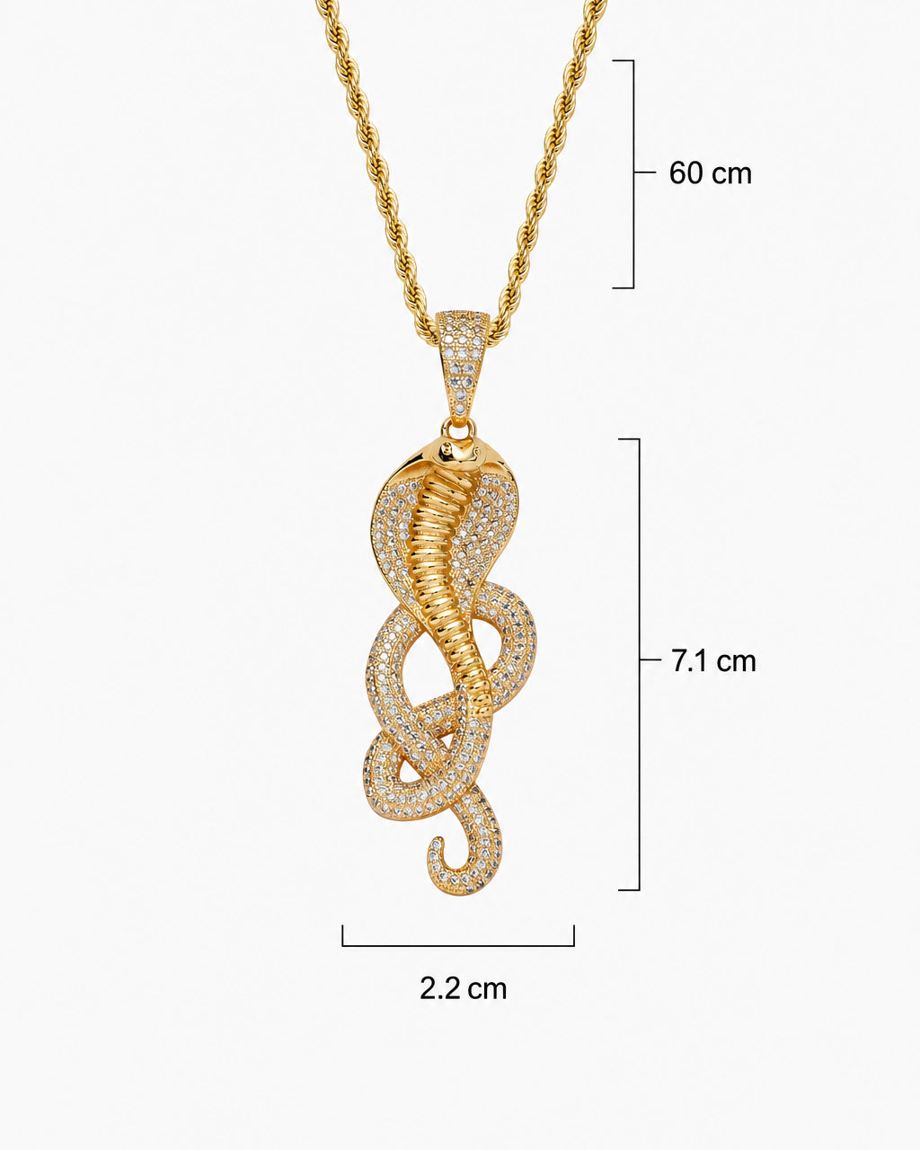 Iced CZ Cobra Spiral Pendant Necklace
