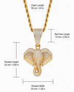 Iced CZ Stone-Set Elephant Pendant Necklace
