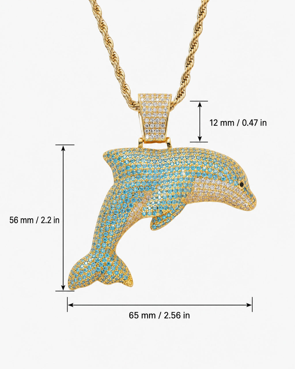 Iced CZ Dolphin Pendant Necklace