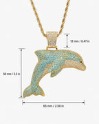 Iced CZ Dolphin Pendant Necklace