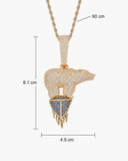 Iced CZ Polar Bear Melting Pendant Necklace
