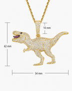 Iced CZ Dinosaur Pendant Necklace
