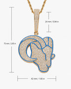 Iced CZ Ram Head Pendant Necklace