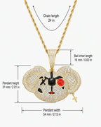 Iced CZ Stone-Set Cartoon Face Pendant Necklace