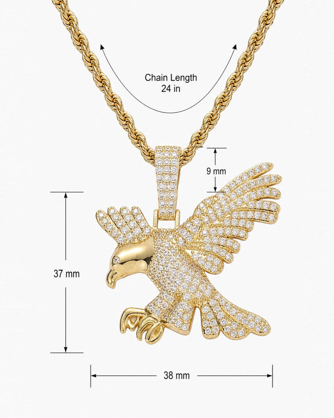 Iced CZ Eagle Pendant Necklace