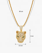 Iced CZ Stone-Set Leopard Head Pendant Necklace