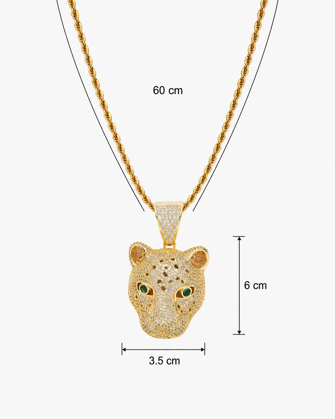 Iced CZ Stone-Set Leopard Head Pendant Necklace