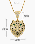 Iced CZ Tiger Head Pendant Necklace