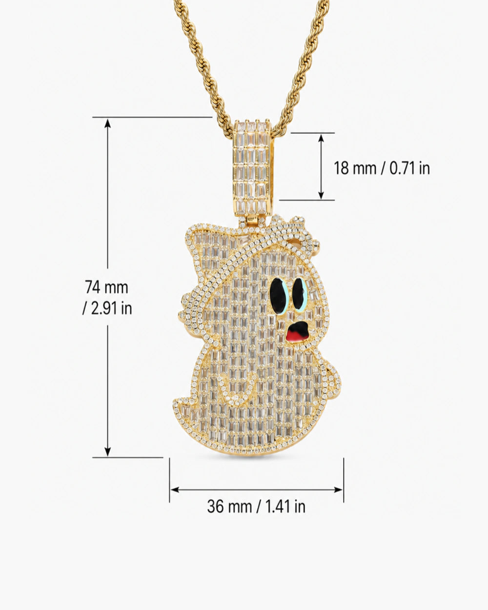 Iced CZ Ghost Pendant Necklace