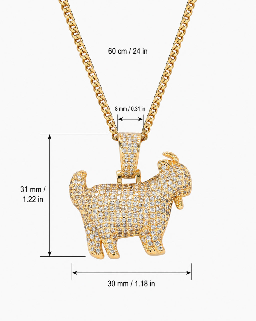 Iced CZ Pave-Style Dog Pendant Necklace