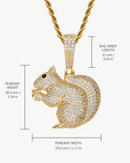Iced CZ Squirrel Pendant Necklace