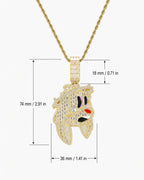 Iced CZ Cartoon Face Pendant Necklace