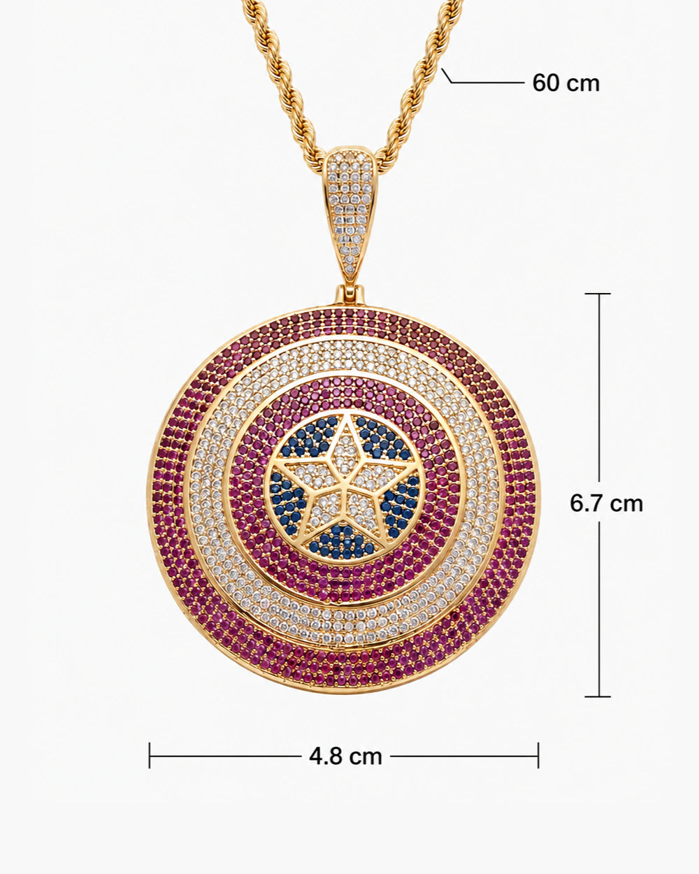 Iced CZ Star Medallion Pendant Necklace