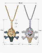 Iced CZ Skull Ice Cream Pendant Necklace