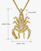 Iced CZ Pave Scorpion Pendant Necklace
