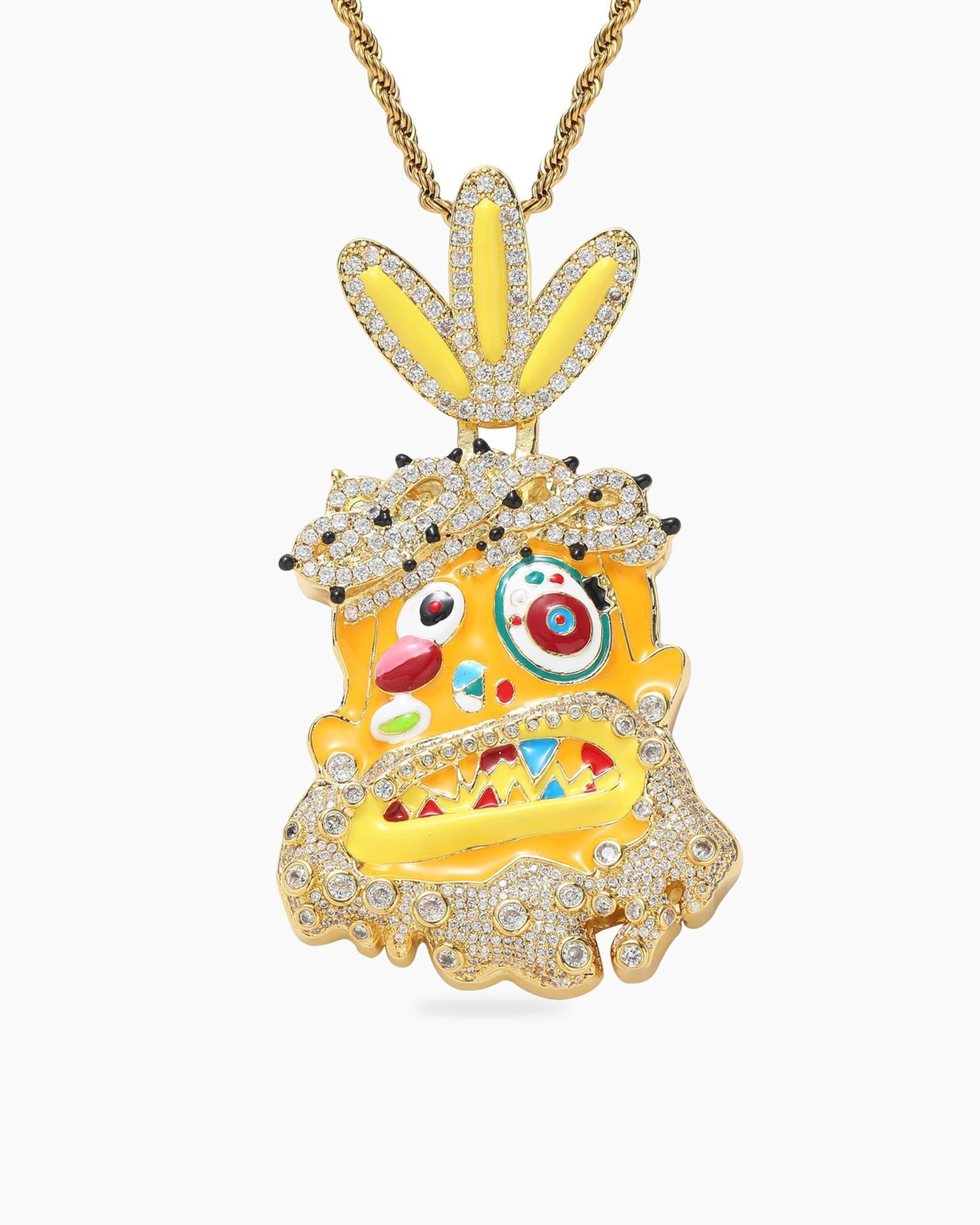 Iced CZ Monster Pendant Necklace – Hip-Hop Streetwear Style