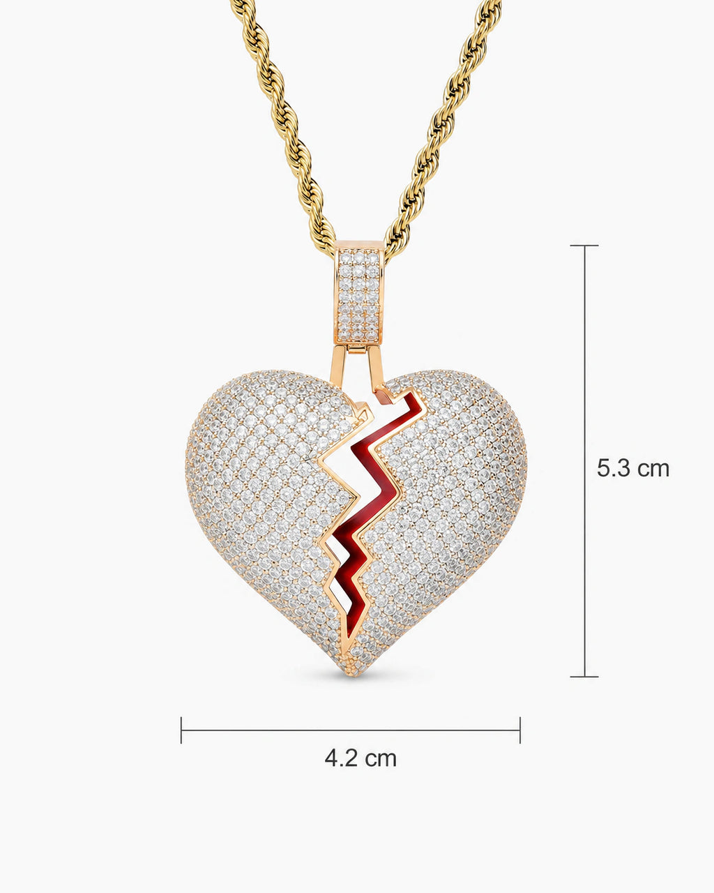 Iced CZ Cracked Heart Pendant Necklace