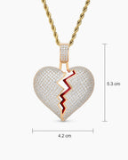 Iced CZ Cracked Heart Pendant Necklace