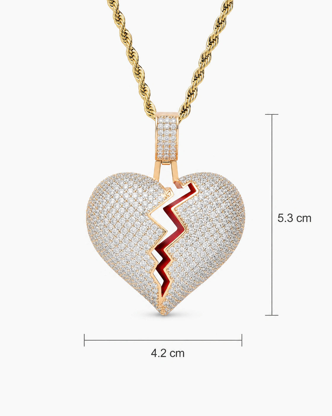 Iced CZ Cracked Heart Pendant Necklace