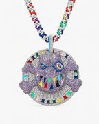 Multicolor Graffiti Face CZ Pendant Necklace