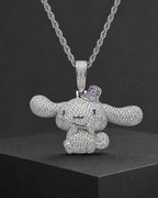 Iced CZ Long-Ear Character Pendant Necklace