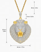 Iced CZ Roaring Lion Pendant Necklace