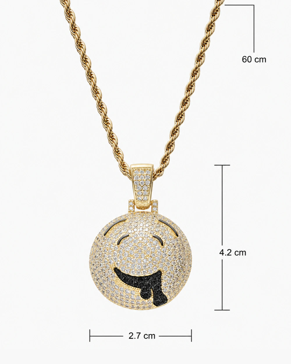 Iced CZ Dripping Smile Pendant Necklace