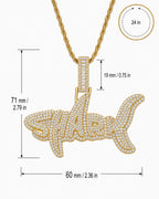 Iced CZ SHARK Pendant Necklace