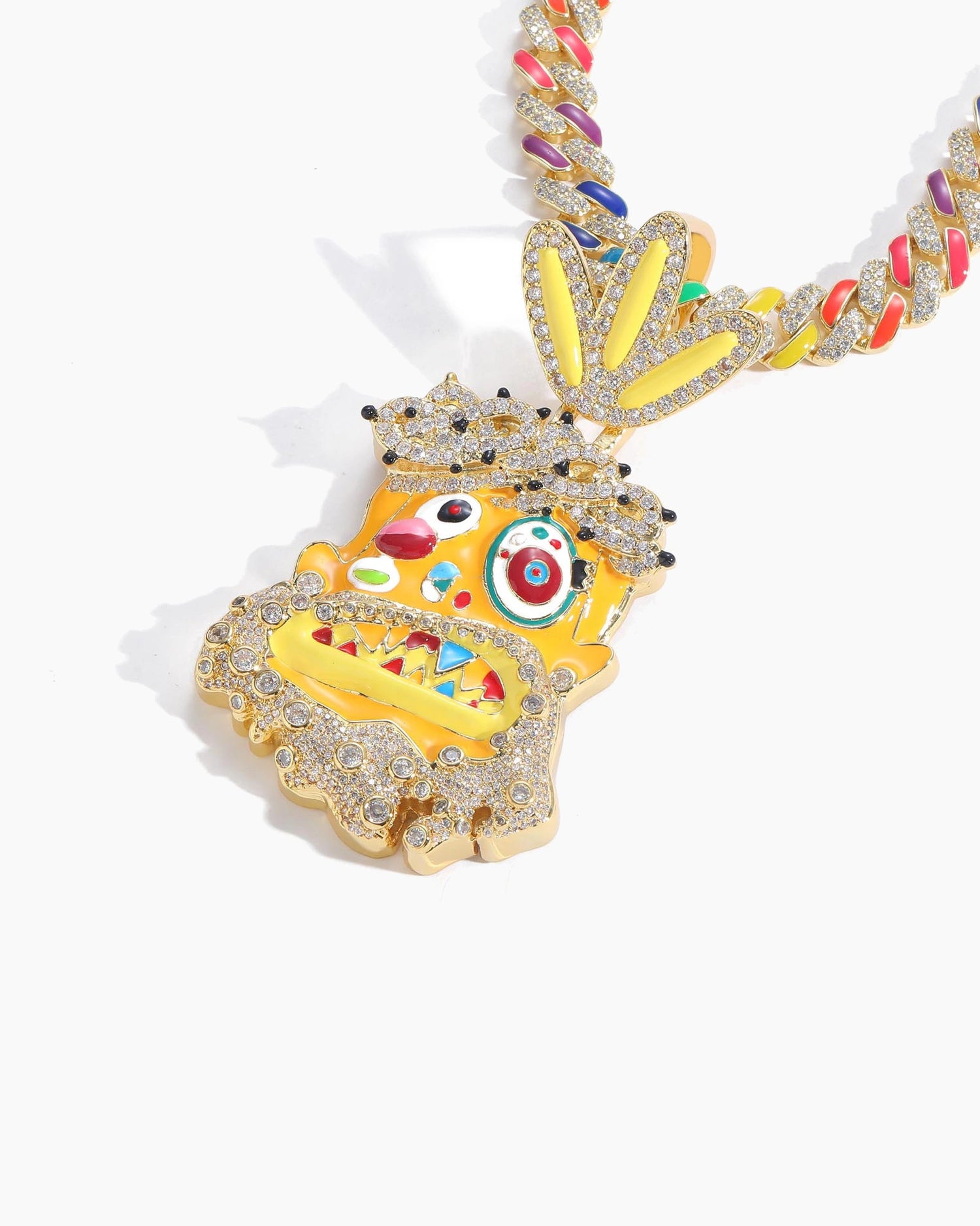 Iced CZ Monster Pendant Necklace – Hip-Hop Streetwear Style