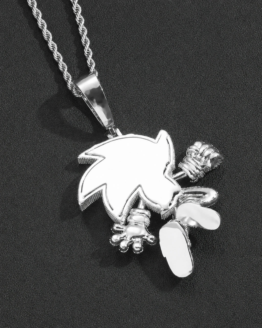 Iced CZ Blue Speed Character Pendant Necklace