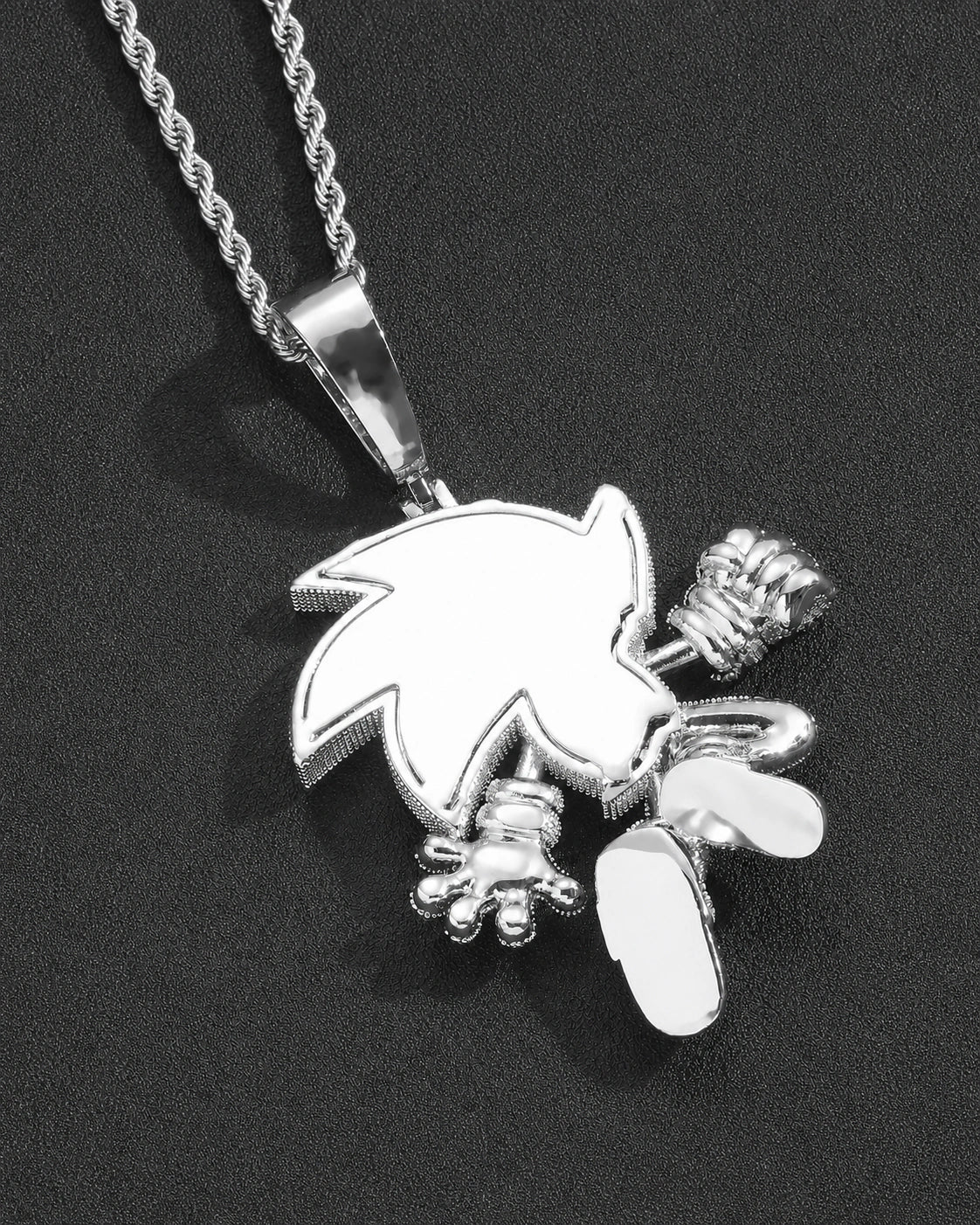 Iced CZ Blue Speed Character Pendant Necklace