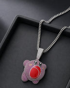 Iced CZ Cartoon Character Pendant Necklace